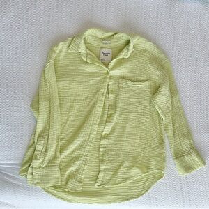 Abercrombie & Fitch Light Green Cotton Guaze Button-Down Shirt